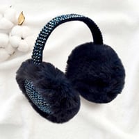 Image 2 of Rhinestone Faux Fur Foldable Earmuffs for Women, Holiday Gift Accessories