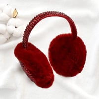 Image 3 of Rhinestone Faux Fur Foldable Earmuffs for Women, Holiday Gift Accessories