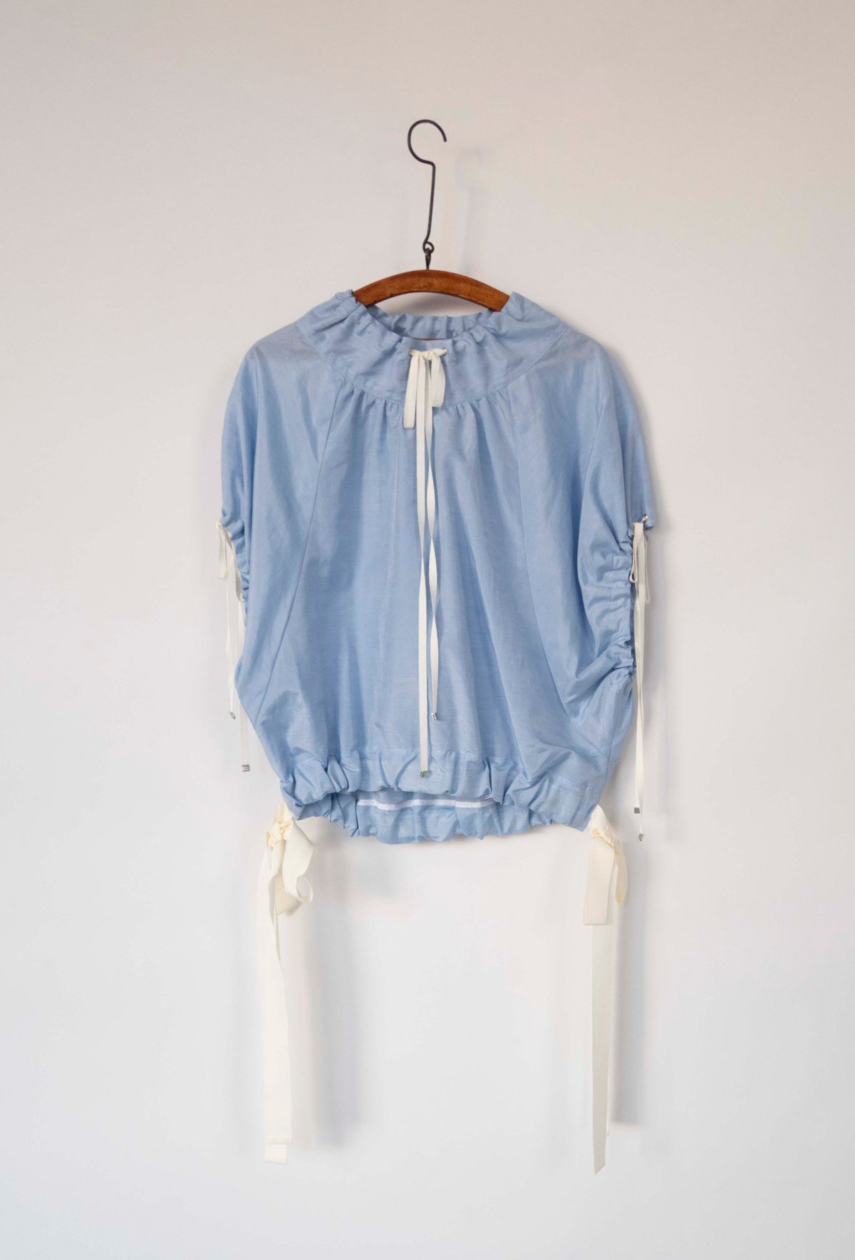 Archive-Linen silk draw-string top