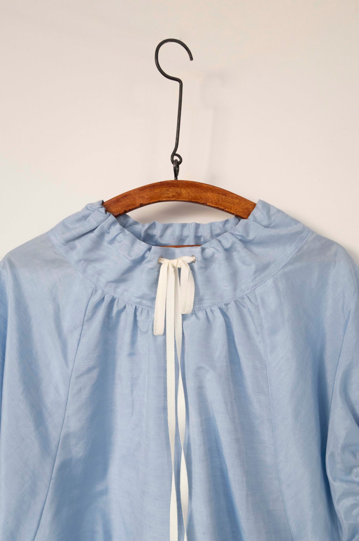 Archive-Linen silk draw-string top