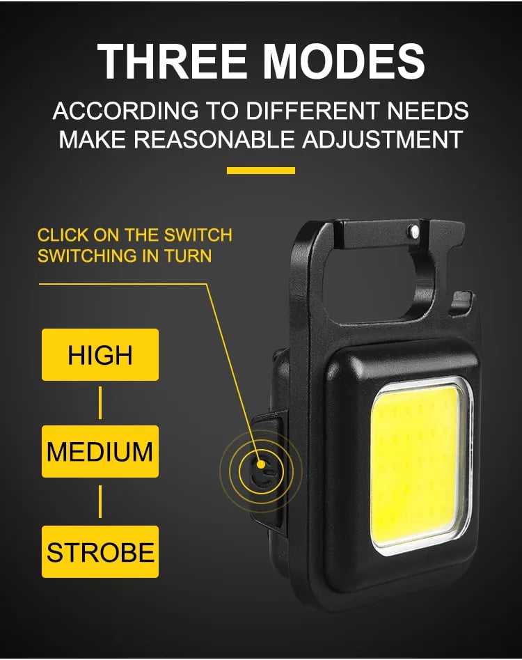 Mini COB Flashlight Keychain Lamp 4 Lighting EDC