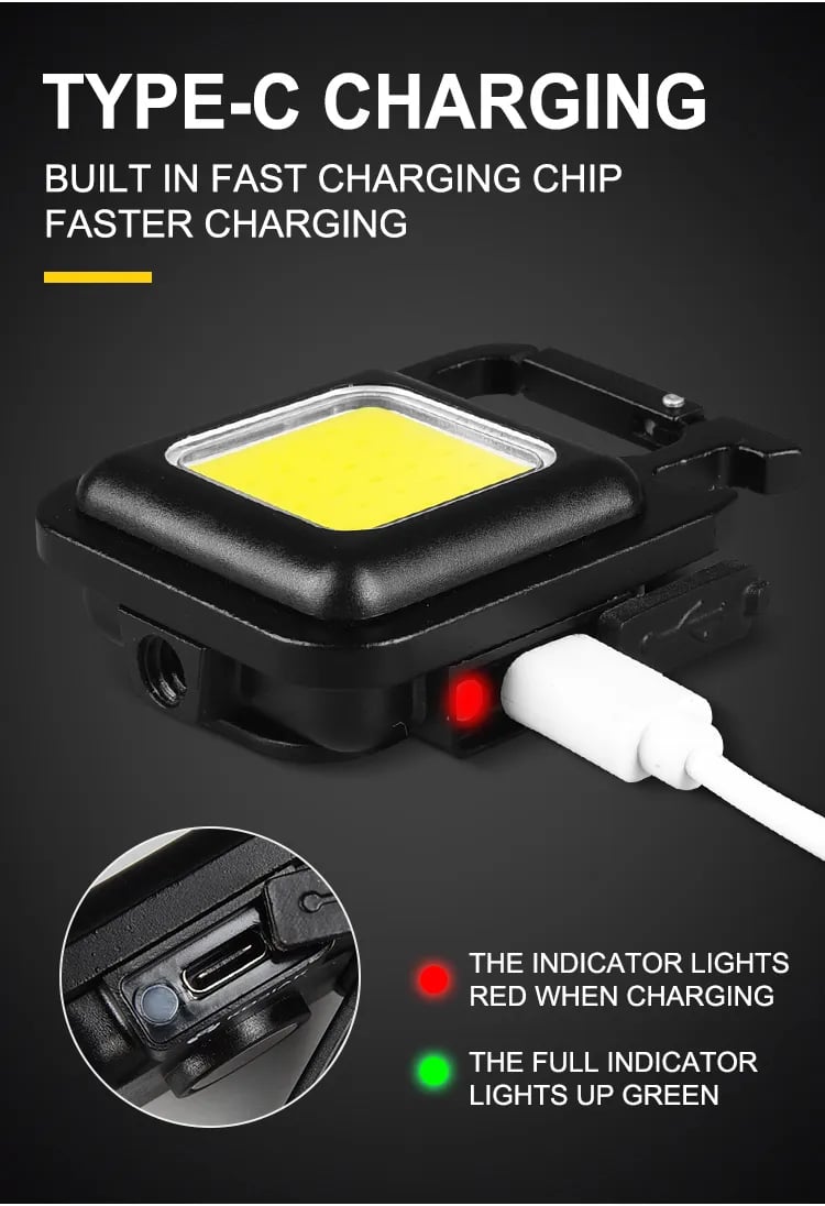 Mini COB Flashlight Keychain Lamp 4 Lighting EDC