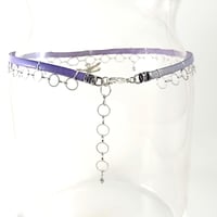 Image 3 of Lavender Leather and Silver Choker with Sterling Dragonfly