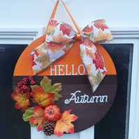 Image 1 of Handmade Autumn Door Sign, Welcome Sign, Home Decor, Family Wall Sign, New Home Gift