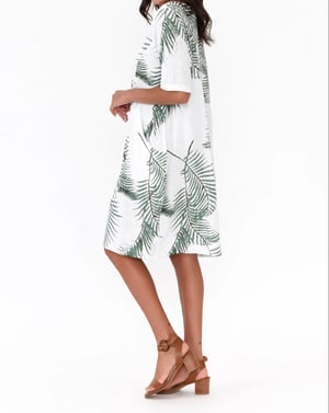 Image of Cleo Linen/ Cotton Dress- palm print