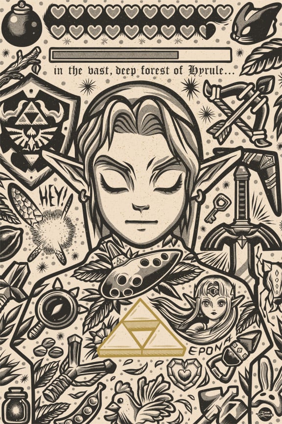 Image of Link - Icon Print - Gold Heart Variant