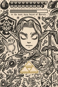 Link - Icon Print - Gold Heart Variant