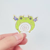 Image 2 of Frog sticker with specialty gold foil reflection 