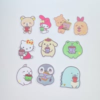 Image 1 of 4 Random milk tea animal stickers grab bag (B Graded with gold foil reflection)