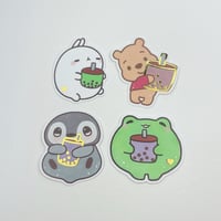 Image 4 of 4 Random milk tea animal stickers grab bag (B Graded with gold foil reflection)