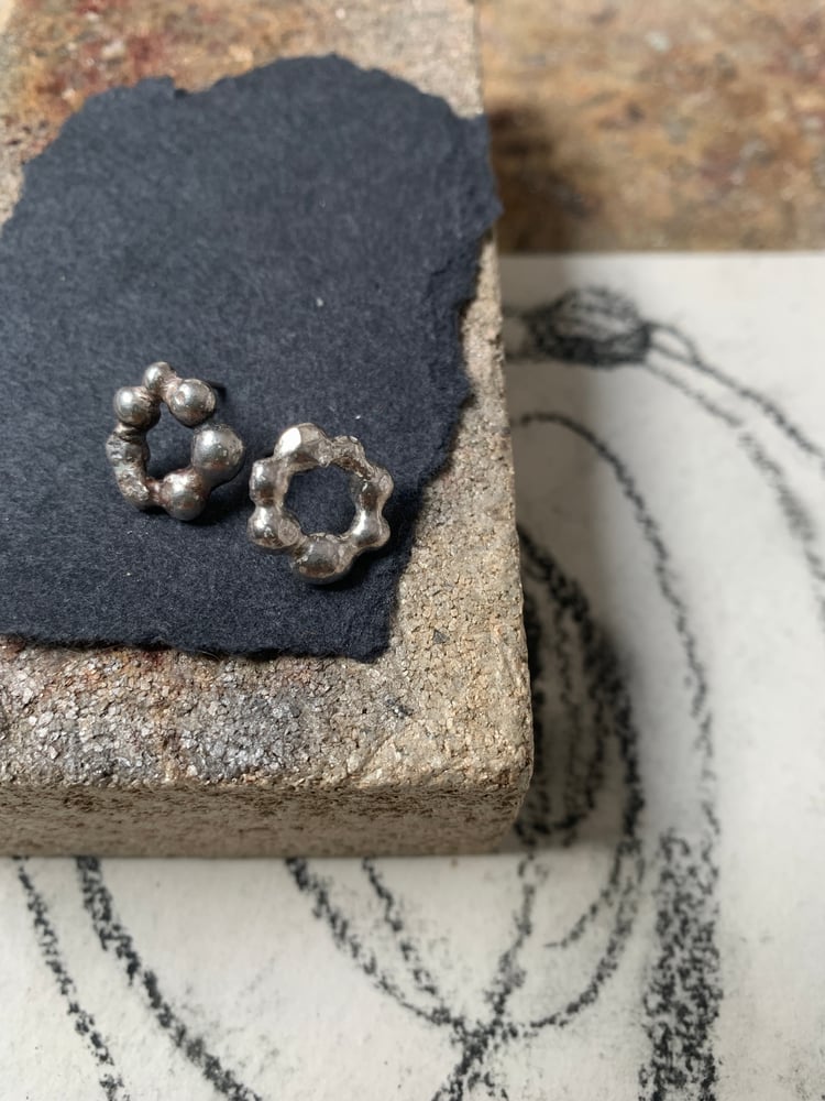 Image of "Fairy Rings" recycled silver studs - small