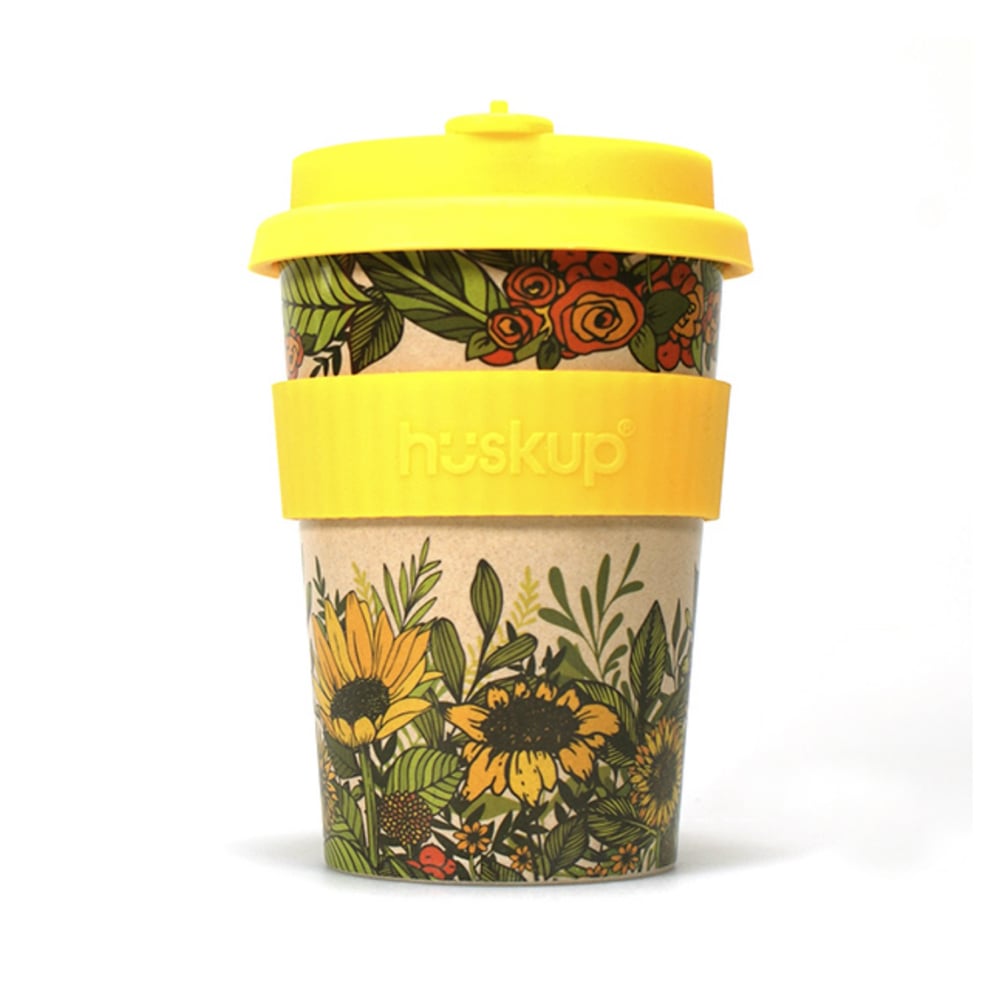 Image of Reusable PLASTIC FREE Coffee Cup - Sunflowers & Roses