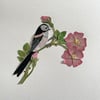 Long-tailed tit on Wild Rose - Original Artwork