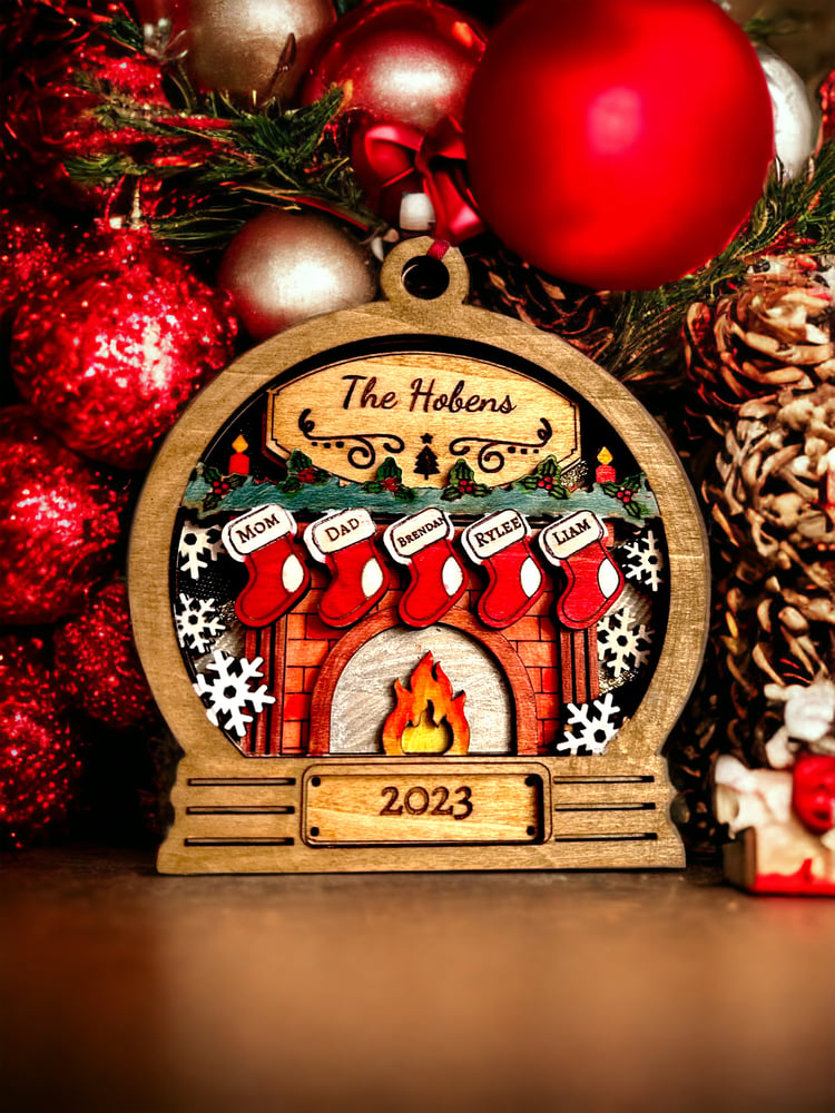 Image of Family Stocking Name Ornament-Personalized Family Ornament  