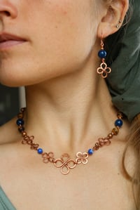 Image 1 of Copper Clover + Crystal Necklace