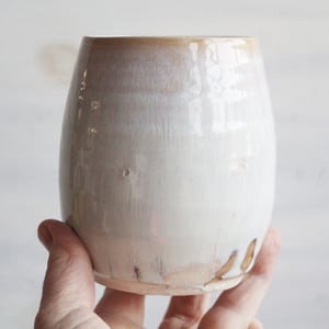 Image of Rustic Dripping White and Ocher Vase, Handcrafted Pottery Flower Vase Made in USA