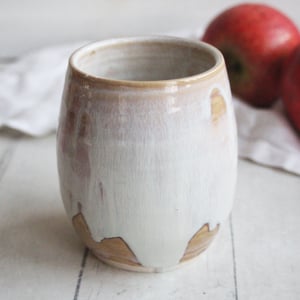 Image of Rustic Dripping White and Ocher Vase, Handcrafted Pottery Flower Vase Made in USA