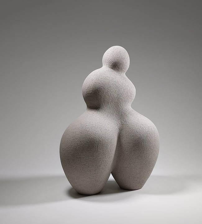 Woman - Hand-Built Grey Ceramic Sculpture