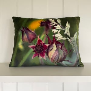 Image of Wild meadow, printed velvet cushion