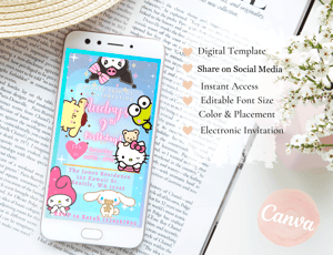 Image of Customizable Video E-invitation Kawaii Friends