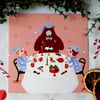 Collection "Barnabé l'ours de Noël": illustration "repas de fête"