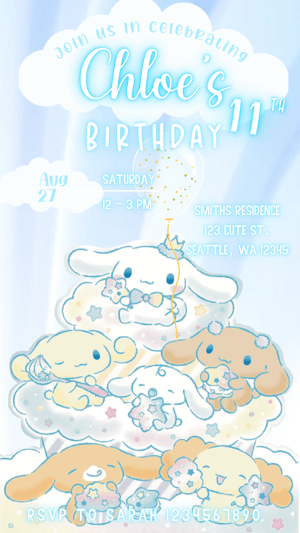 Image of Customizable Video E-Invitation Kawaii Dog