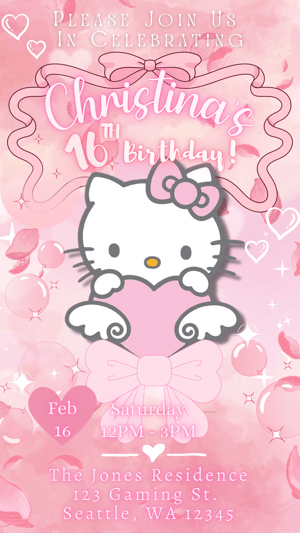Image of Customizable Video  E-Invitation Kawaii Angel Kitty 