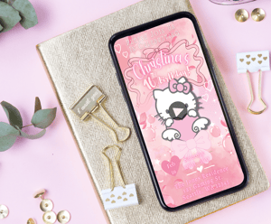 Image of Customizable Video  E-Invitation Kawaii Angel Kitty 