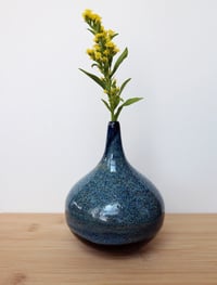 Image 2 of blue on black thin neck vase