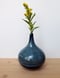 Image of blue on black thin neck vase