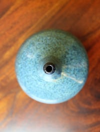 Image 3 of blue on black thin neck vase