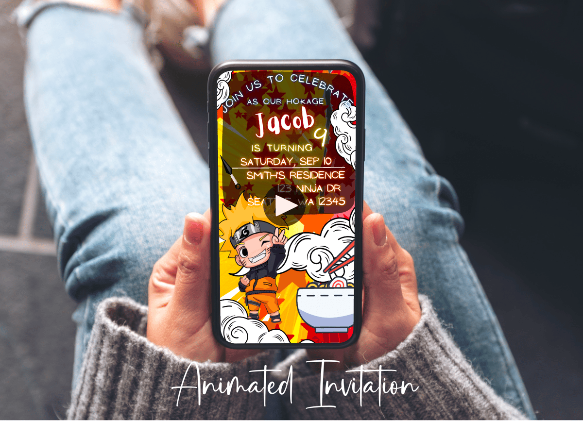 Image of Customizable Video E-Invitation Ninja Chibi