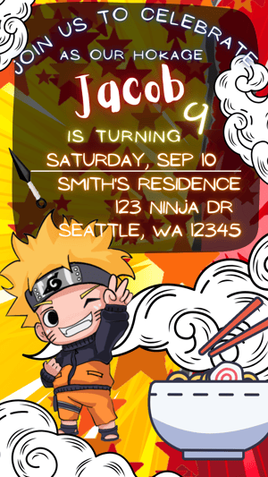 Image of Customizable Video E-Invitation Ninja Chibi