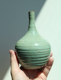 Image 4 of rippled celadon vase, small