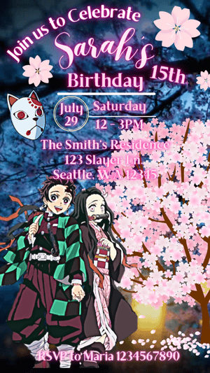 Image of Customizable Video E-Invitation Demon Blossom