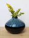 Image of blue on black bulbous vase