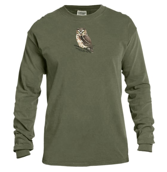 Image of Saw-Whet Owl dyed long sleeve t-shirt