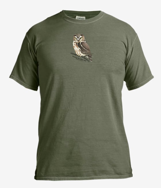 Image of Saw-Whet Owl dyed t-shirt