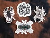 Sticker pack (scorpion, centipede, spider, fly)