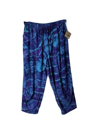 Image 6 of ♻️ UPCYCLED L Free People Linen Blend Pants in Purple Haze Geode Ice Dye