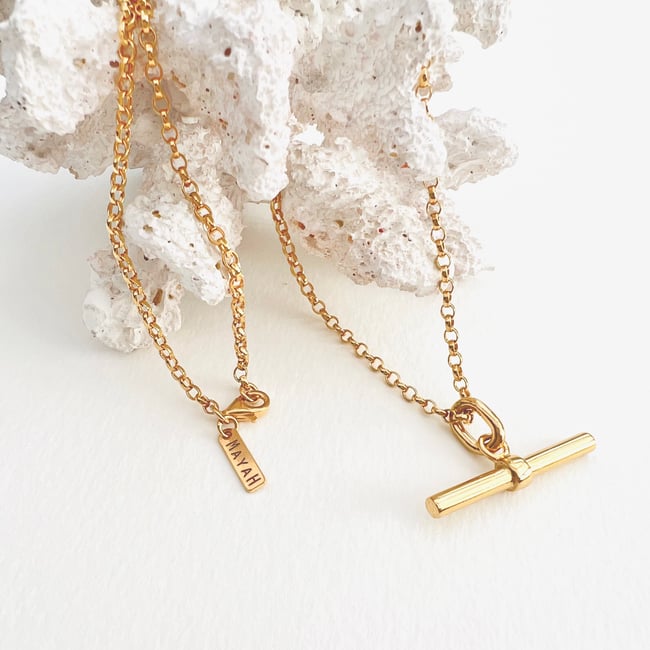 Gold T-bar necklace