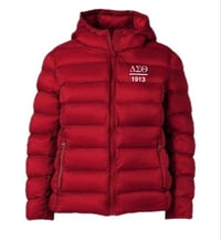 Image 2 of Lightweight Red  Hooded Delta Puffer Coat (Red or Black)  