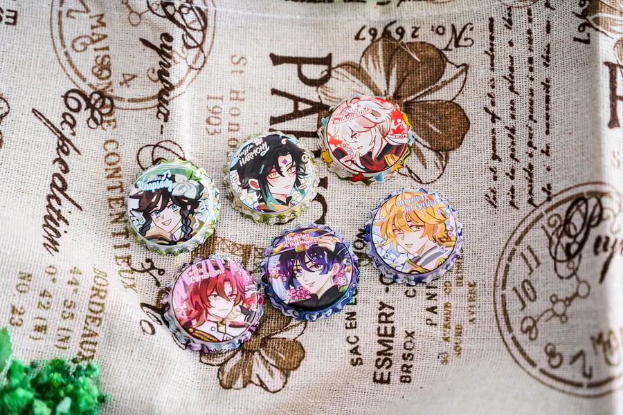 Image of Genshin Impact Bottle Cap Pins (Anemo Boys)