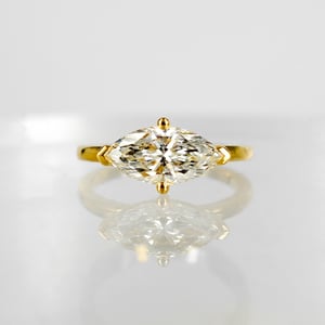 Image of 18ct yellow gold large marquise diamond engagement ring. PJ6048