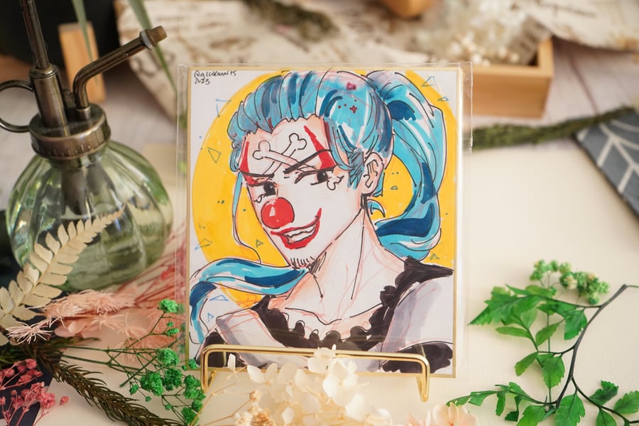 Image of One Piece Buggy the Clown Original Shikishi Board Art
