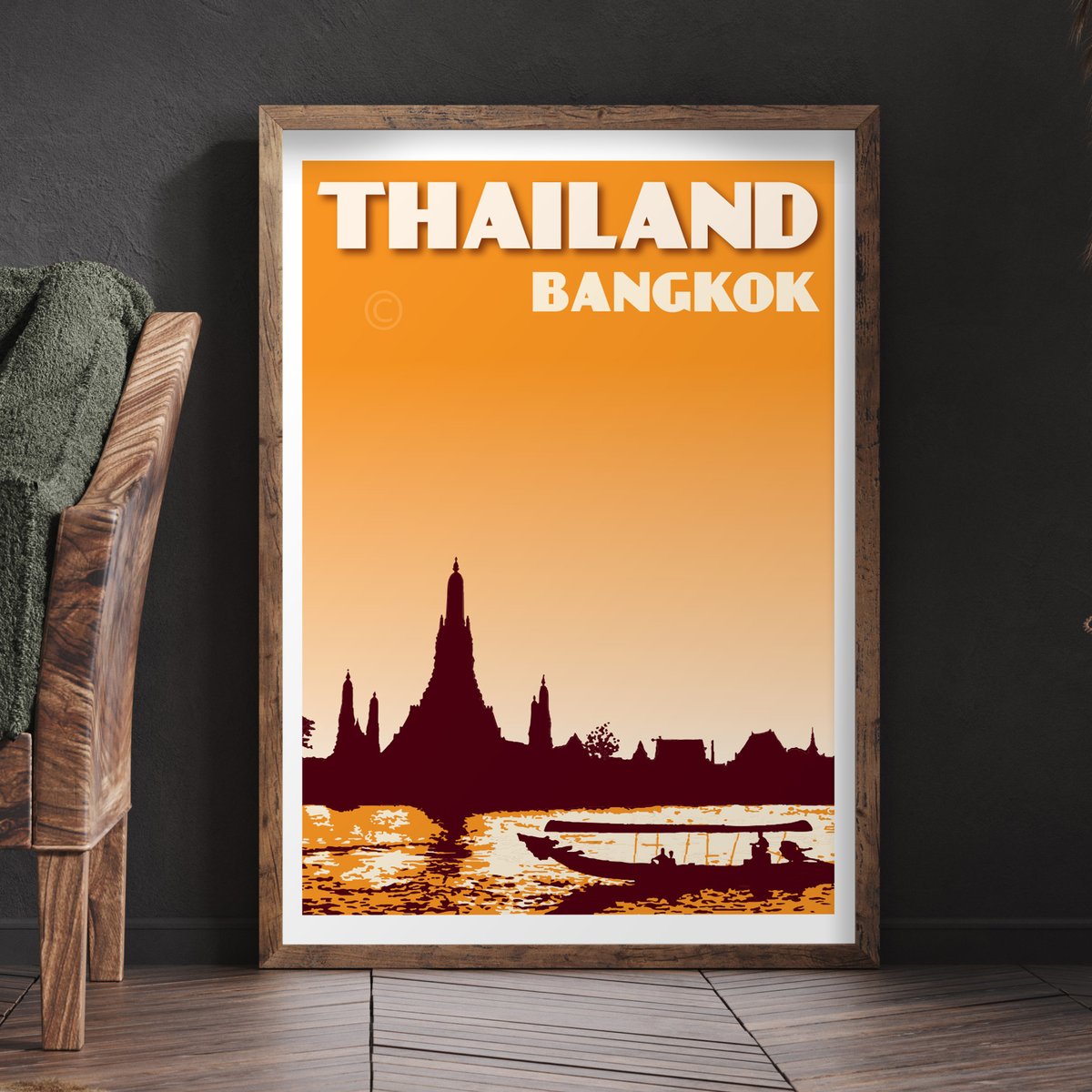 Image of Vintage poster Thailand - Bangkok - Wat Arun - Fine Art Print