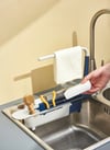 Kitchen Sink Organizer Sponge Holder Towel Hanger Drain Rack With Basket for your Kitchen Gadgets