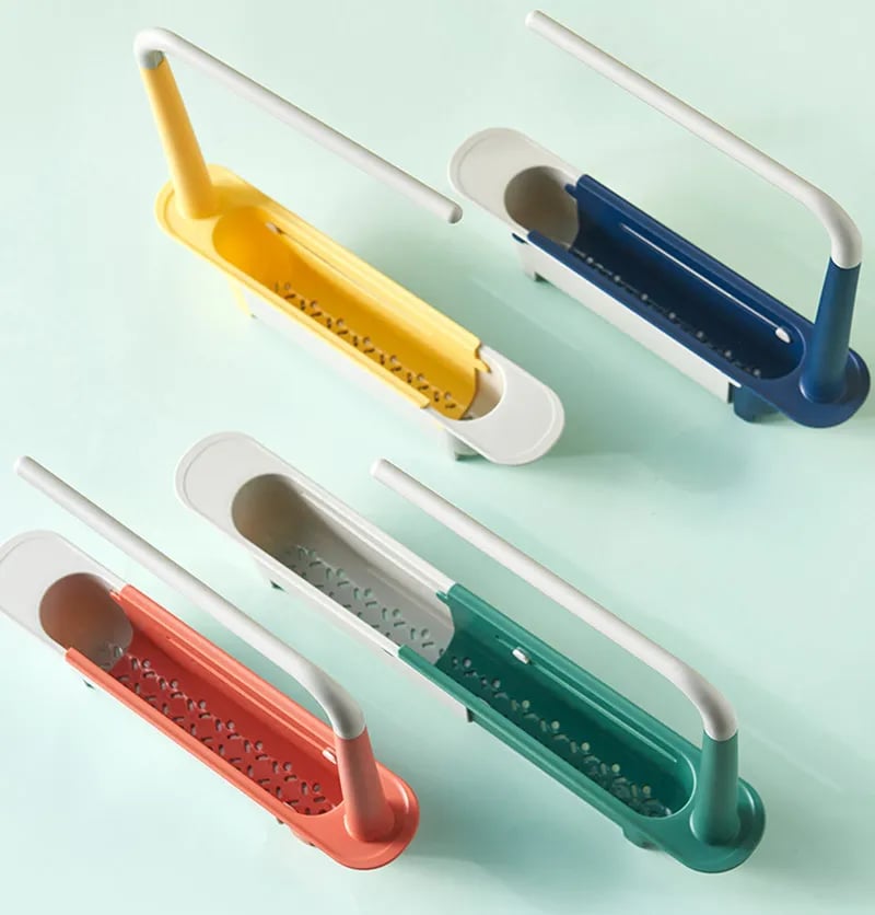 Kitchen Sink Organizer Sponge Holder Towel Hanger Drain Rack With Basket for your Kitchen Gadgets