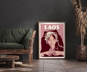 Image of Vintage poster Laos - Akha woman - Fine Art Print 
