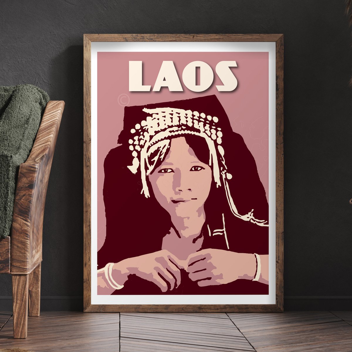 Image of Vintage poster Laos - Akha woman - Fine Art Print 